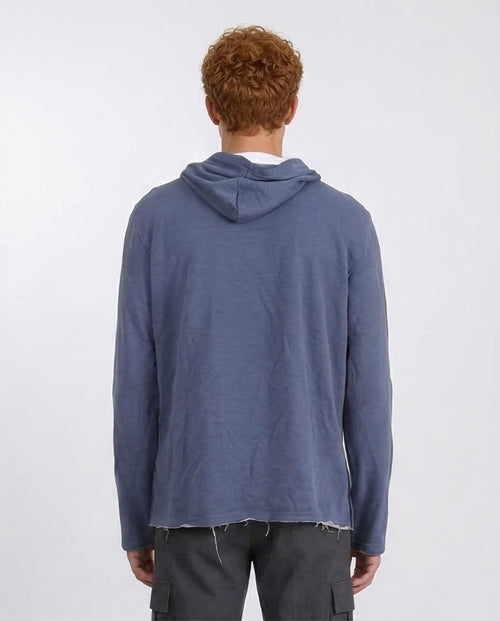 Ravin Men's "Optimistic" Graphic Hoodie – Lightweight Heather Knit with Raw-Edge Double Hem - O202181