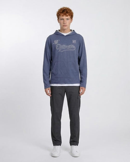 Ravin Men's "Optimistic" Graphic Hoodie – Lightweight Heather Knit with Raw-Edge Double Hem - O202181