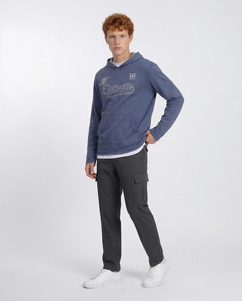 Ravin Men's "Optimistic" Graphic Hoodie – Lightweight Heather Knit with Raw-Edge Double Hem - O202181