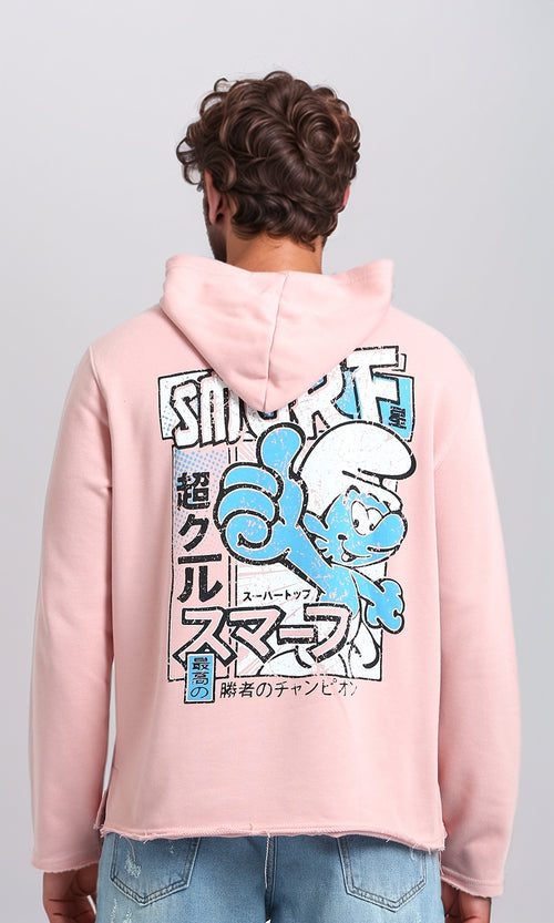 O202186 - Printed ''Smurf'' Winter Hoodie - Rose