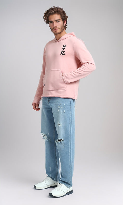 O202186 - Printed ''Smurf'' Winter Hoodie - Rose