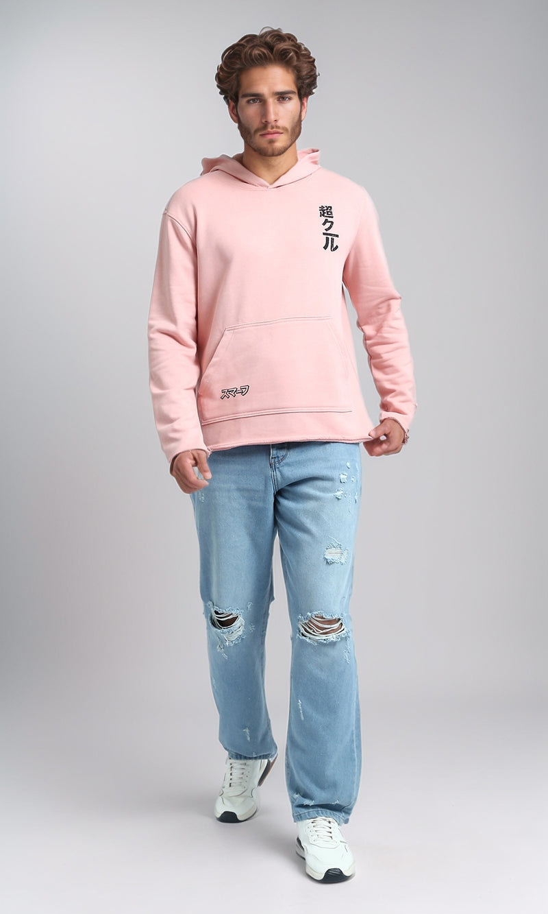 O202186 - Printed ''Smurf'' Winter Hoodie - Rose
