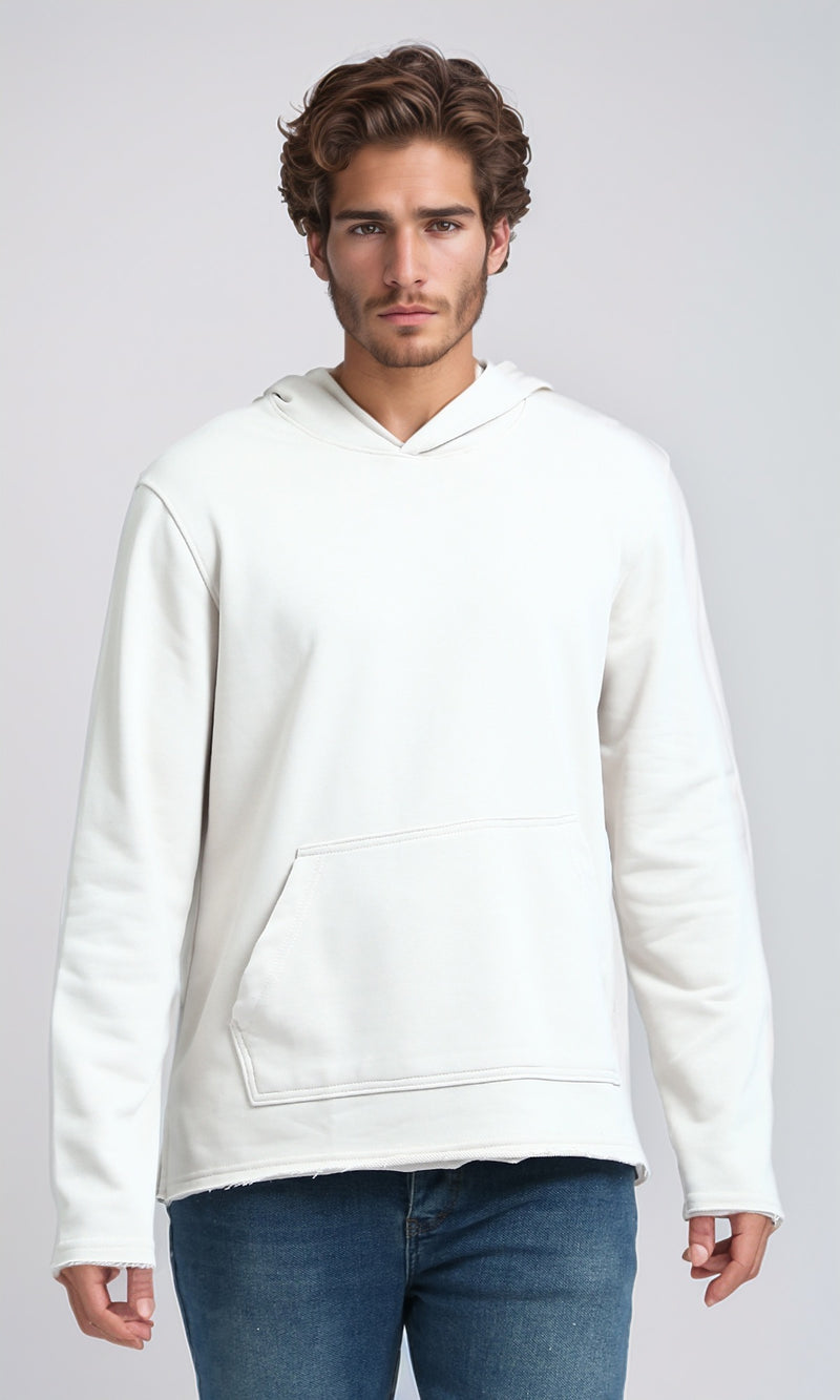 O202187 - Solid Long Sleeves Hoodie - Light Beige