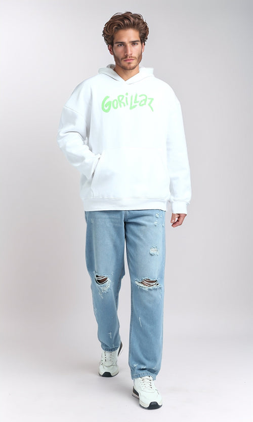 O202202 - Long Sleeve Regular Fit Hoodie - White
