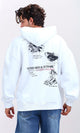O202204 - Front & Back Print Hooded Neck Hoodie - White