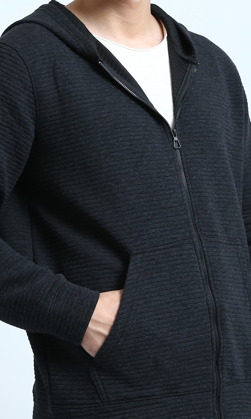 O202206 - Long Sleeves Winter Zipped Sweatshirt - Black