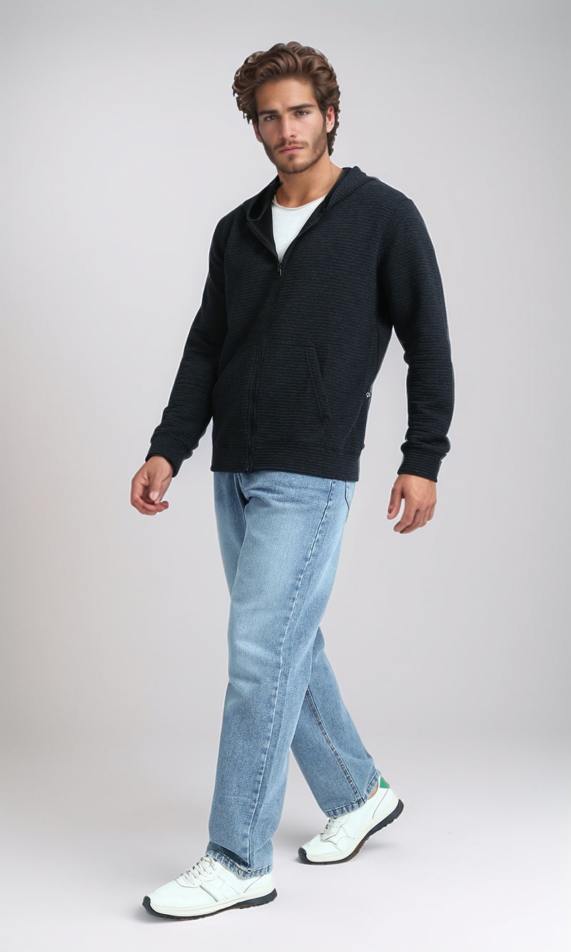 O202206 - Long Sleeves Winter Zipped Sweatshirt - Black