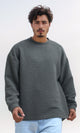 O202207 - Solid Long Sleeves Round Neck Sweatshirt - Olive