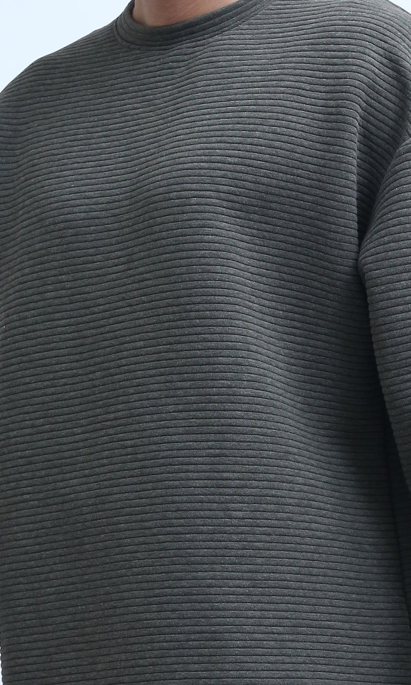 O202207 - Solid Long Sleeves Round Neck Sweatshirt - Olive