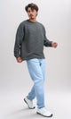 O202207 - Solid Long Sleeves Round Neck Sweatshirt - Olive