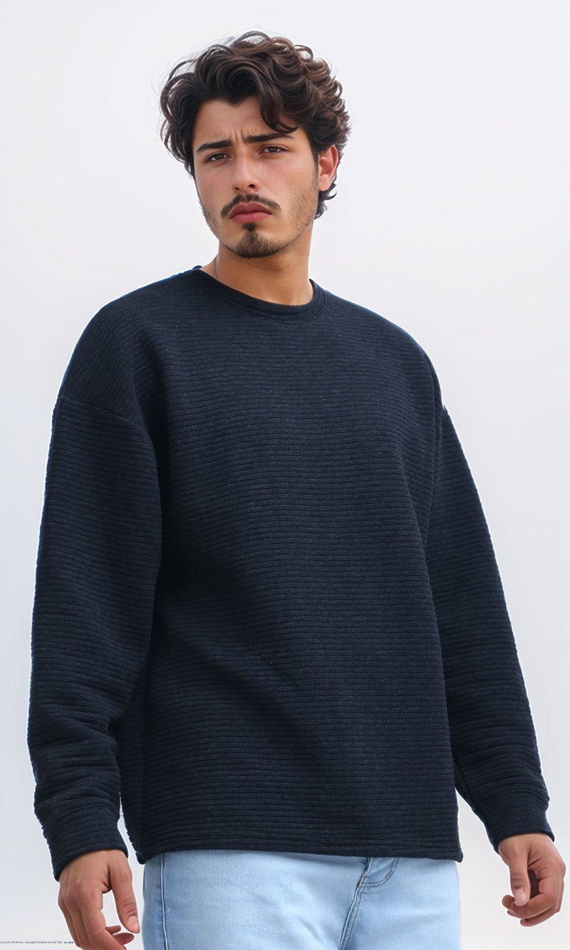 O202208 - Round Neck Slip On Sweatshirt - Black