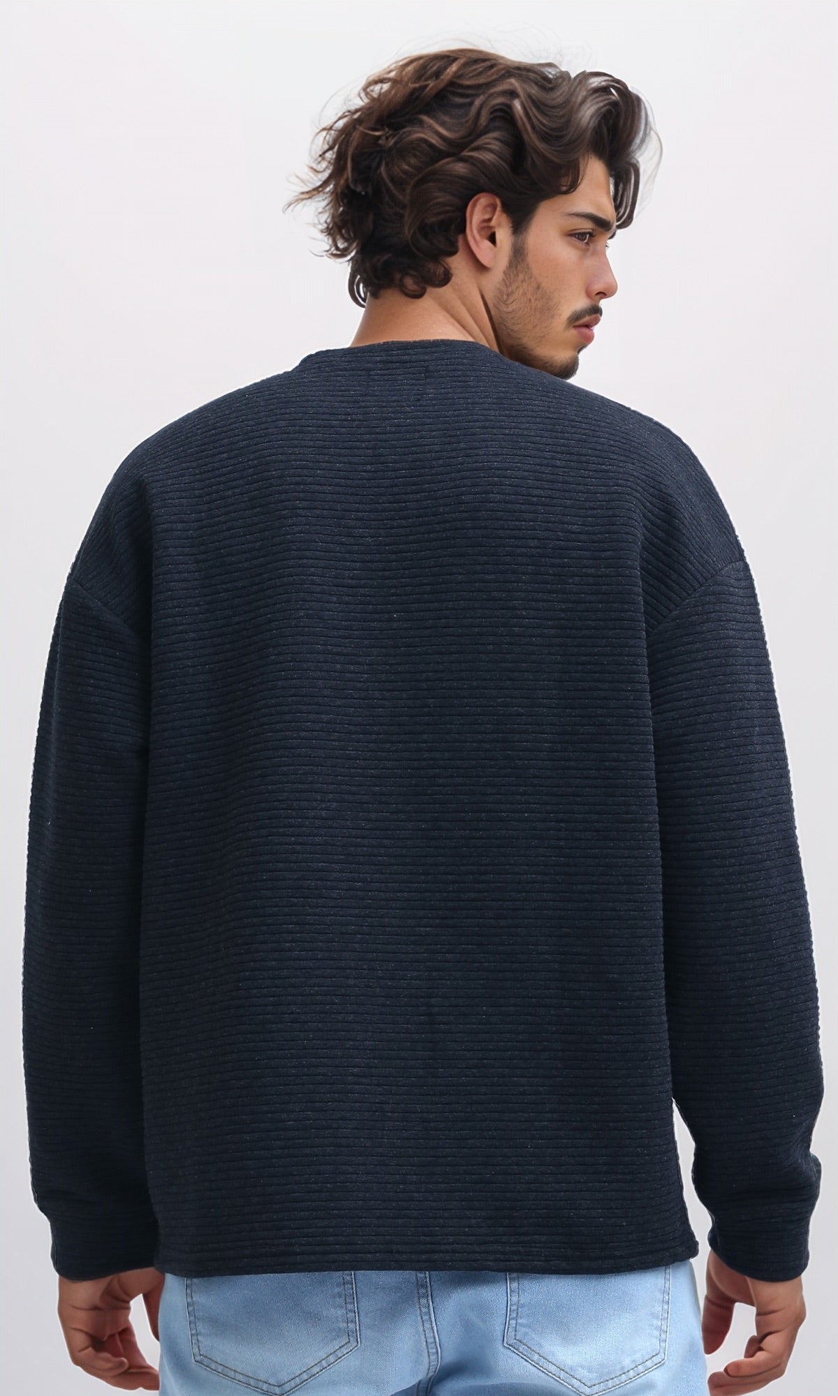 O202208 - Round Neck Slip On Sweatshirt - Black