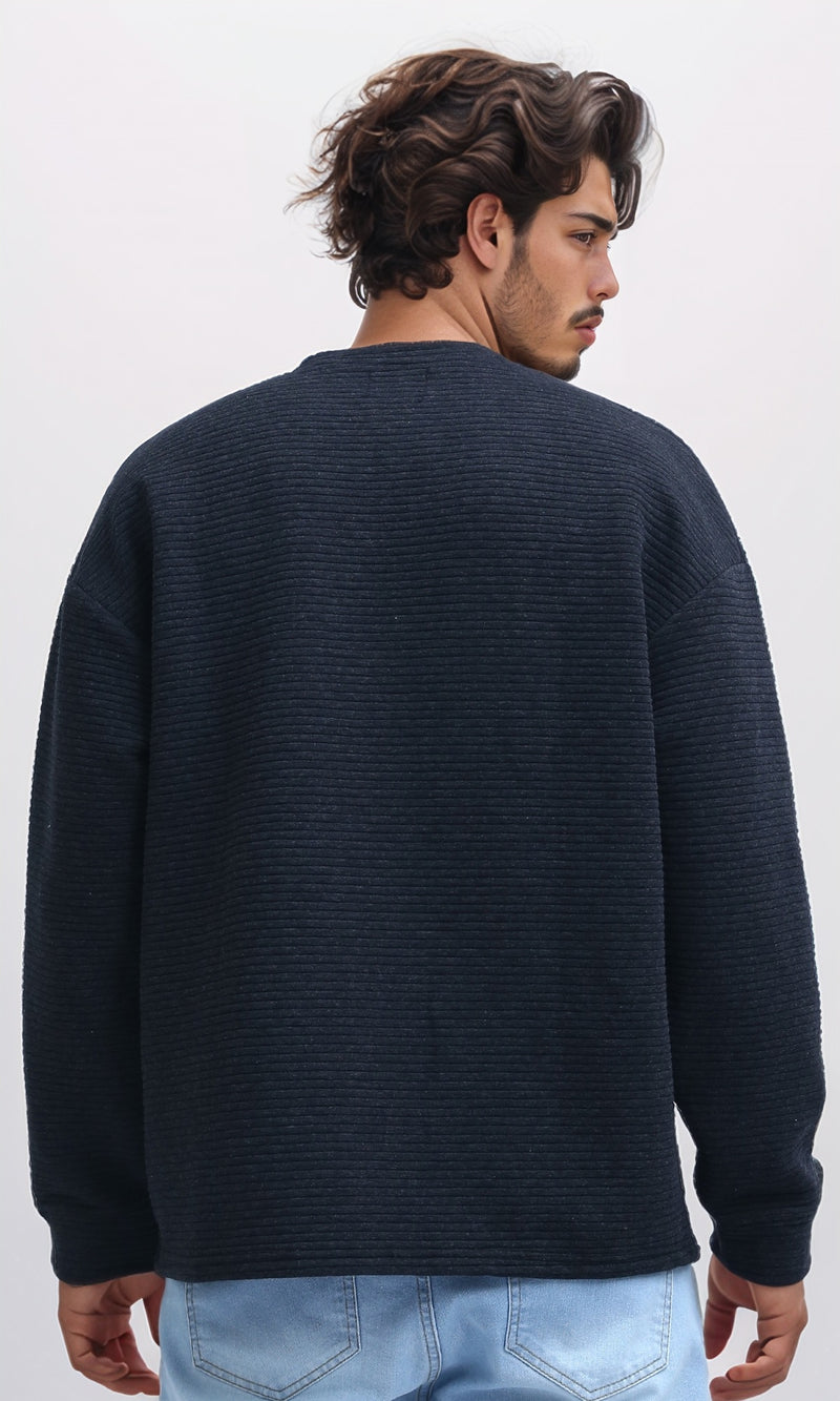 O202208 - Round Neck Slip On Sweatshirt - Black