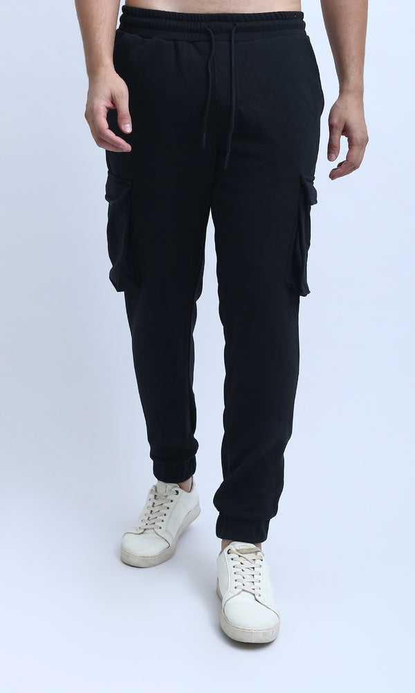 O202209 - Slip On Jogger Pants with Side Pockets - Black