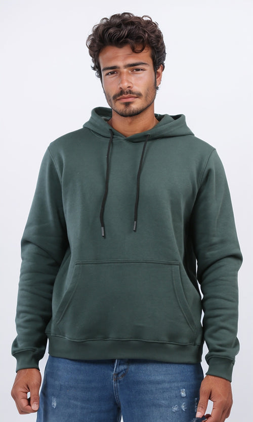O202245 Solid Long Sleeves Hoodie - Dark Mentgreen