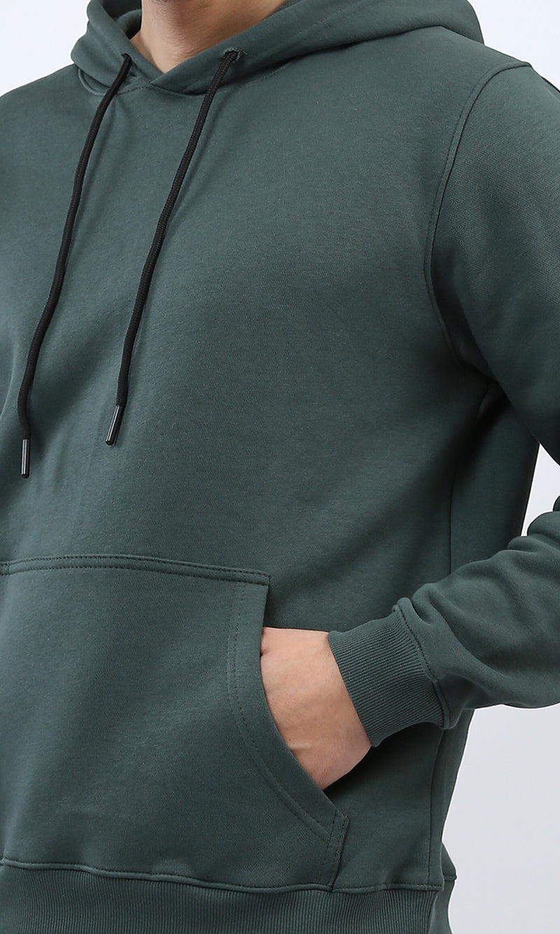 O202245 Solid Long Sleeves Hoodie - Dark Mentgreen