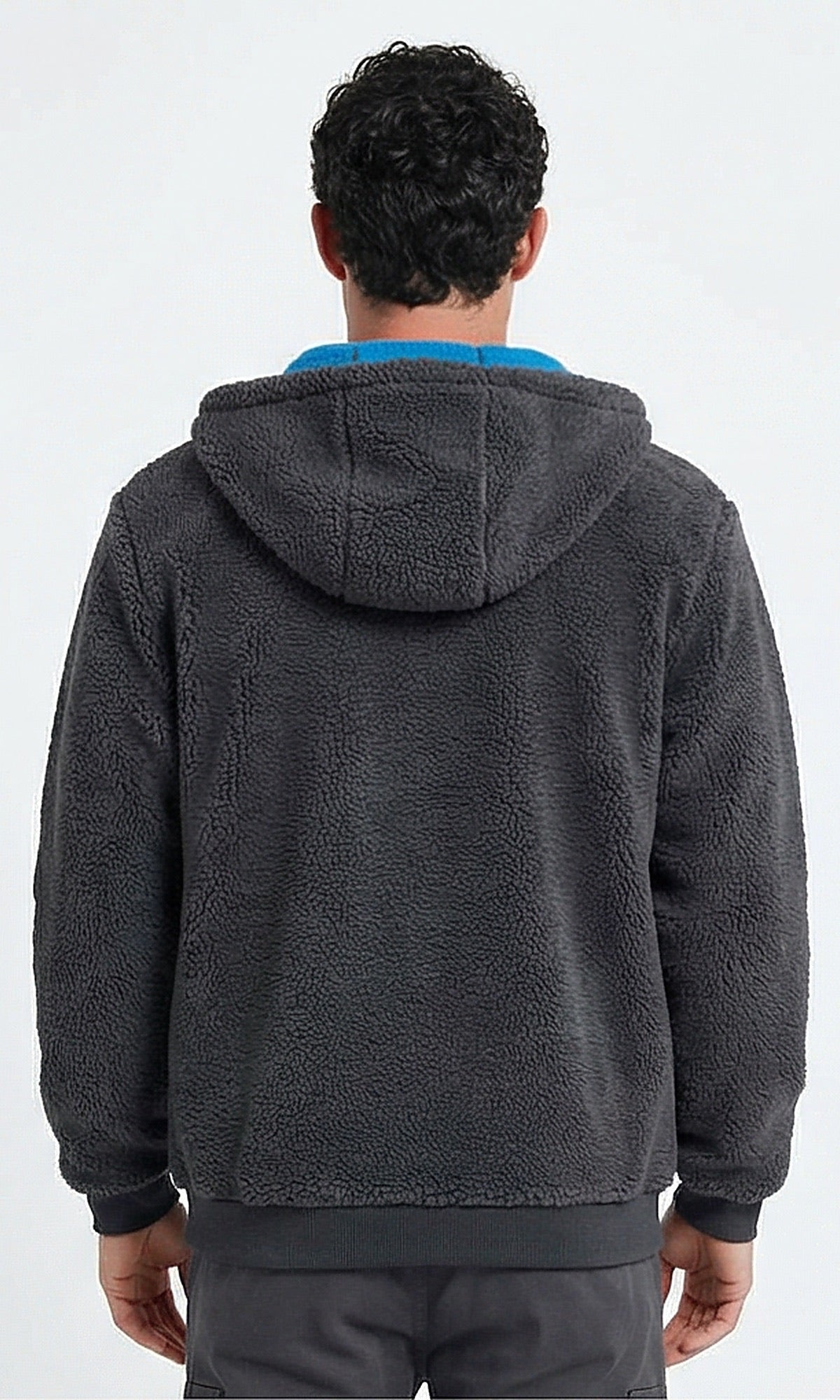 Ravin Men's Charcoal Grey Contrast Teddy Fleece Hoodie