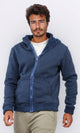 O202251 Solid Long Sleeve Zipped Hoodie - Heather Jeans Blue