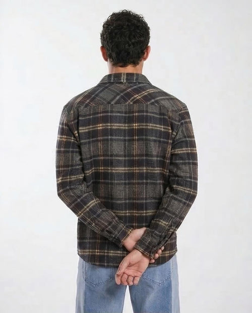 Ravin Men’s Mustard & Slate Check Flannel Shirt - O202254