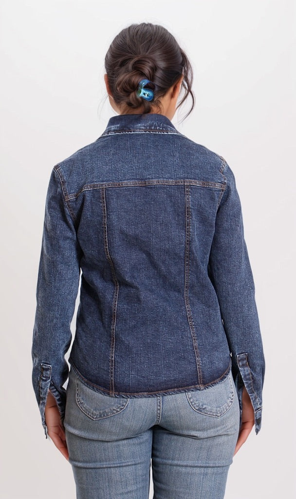 Dark Wash Structured Seam Denim Jacket - O202275