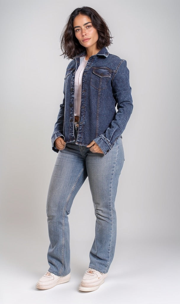 Dark Wash Structured Seam Denim Jacket - O202275
