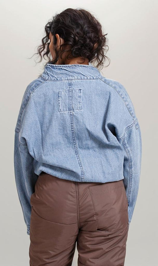 O202278 - Denim Cropped Jacket - Light Blue