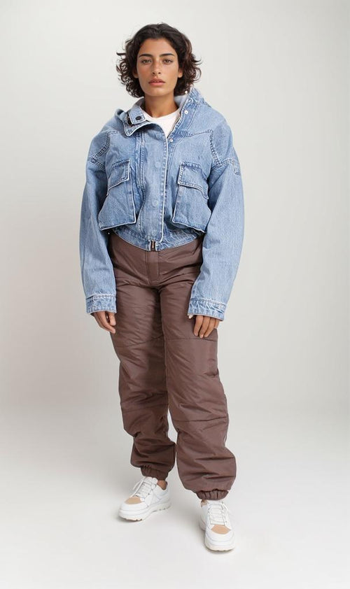 O202278 - Denim Cropped Jacket - Light Blue