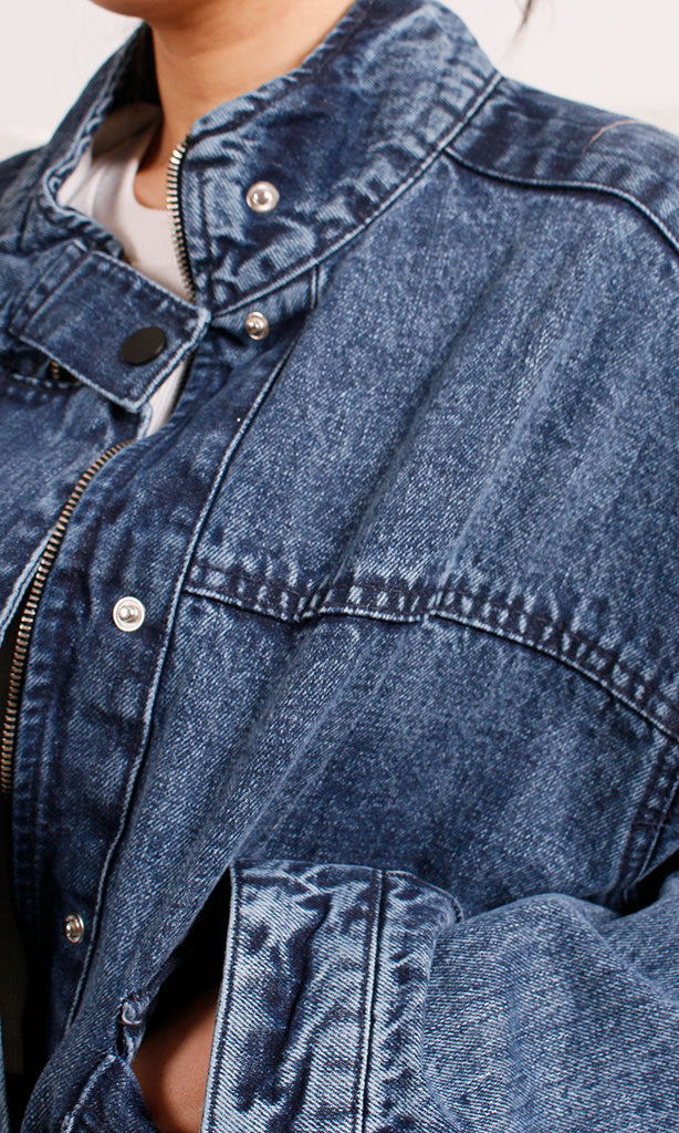 O202279 - Denim Cropped Jacket - Blue