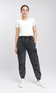 O202280 - Elastic Waist with Cotton Denim Pants - Dark Grey