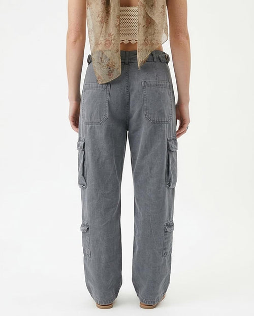 بنطلون رافين كارجو نسائي رمادي باهت واسع - O202285