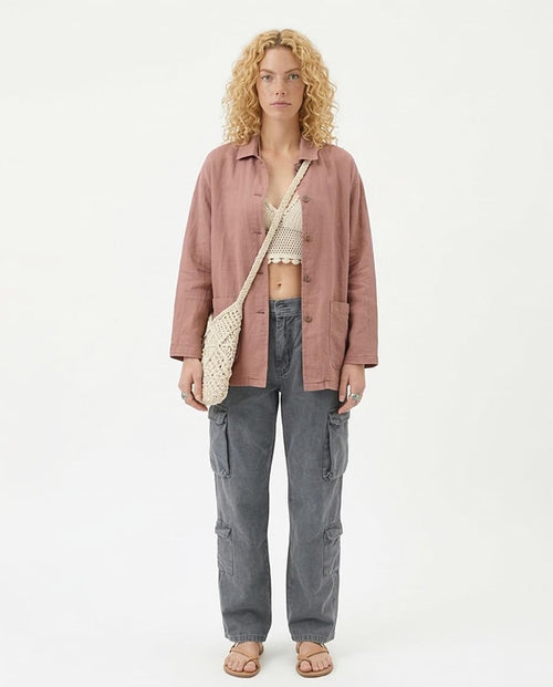 بنطلون رافين كارجو نسائي رمادي باهت واسع - O202285