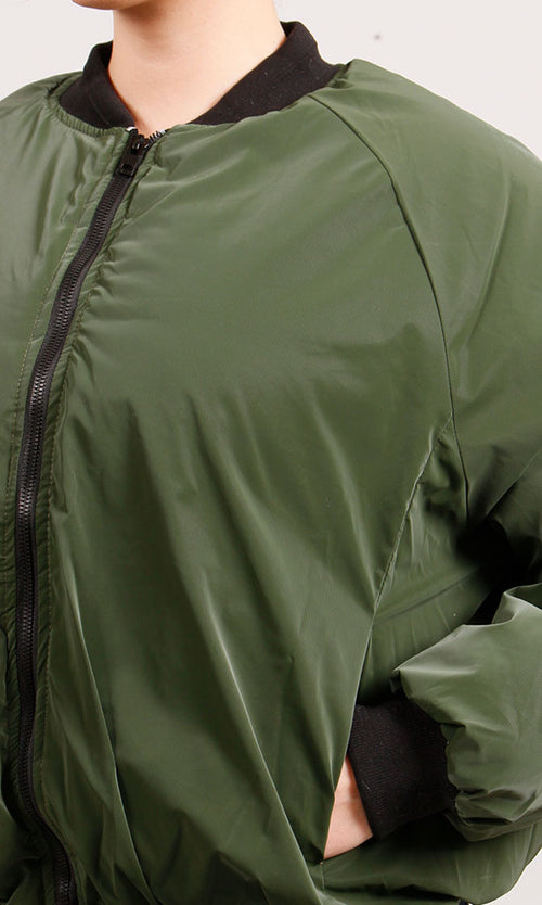 O202287-O202287 - Padded Bomber Jacket - Army Green