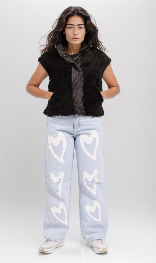 o202288-REVERSIBLE FAUX-FUR VEST - BLACK
