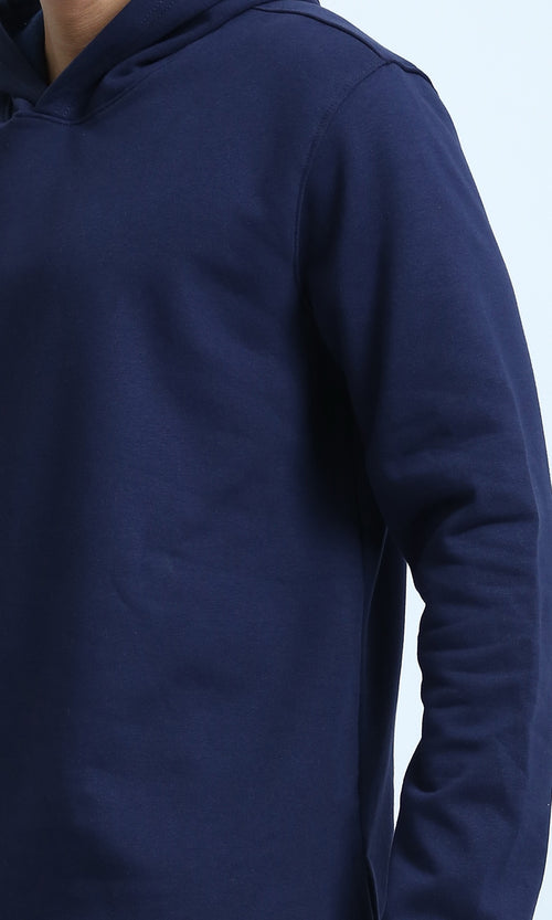 O202345 - Comfy Long Sleeves Solid Hoodie - Navy Blue