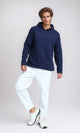 O202345 - Comfy Long Sleeves Solid Hoodie - Navy Blue