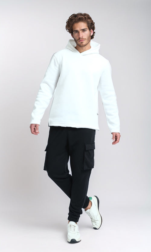 O202347 - Regular Fit Solid Winter Hoodie - White