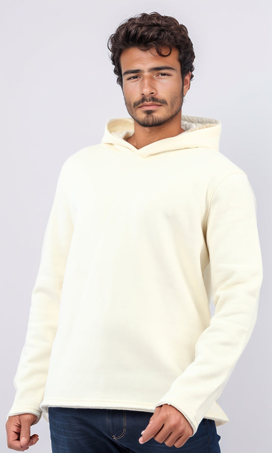 O202350 Solid Hoodie with Long Sleeves - Off-White