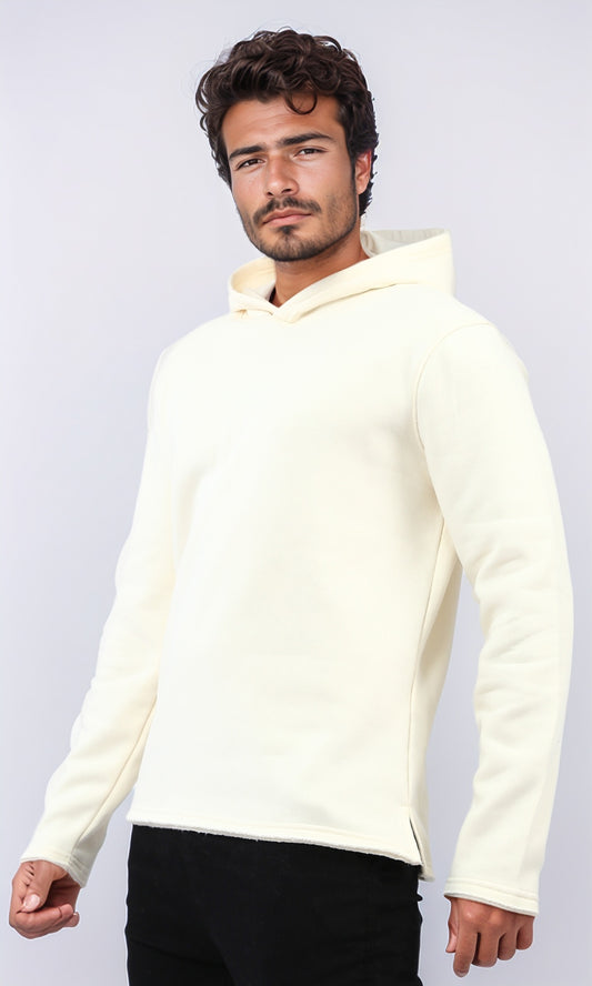 O202350 Solid Hoodie with Long Sleeves - Off-White