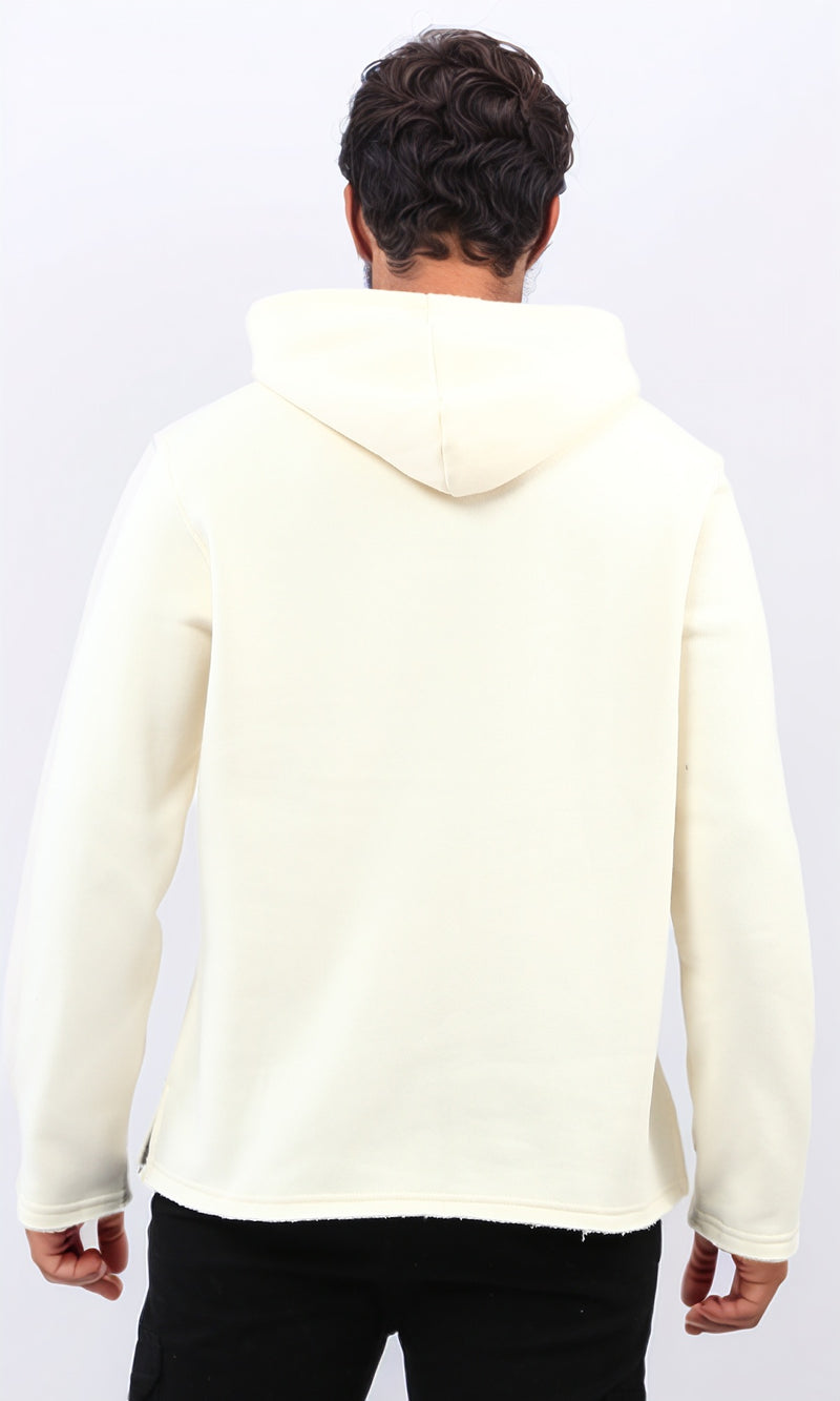 O202350 Solid Hoodie with Long Sleeves - Off-White