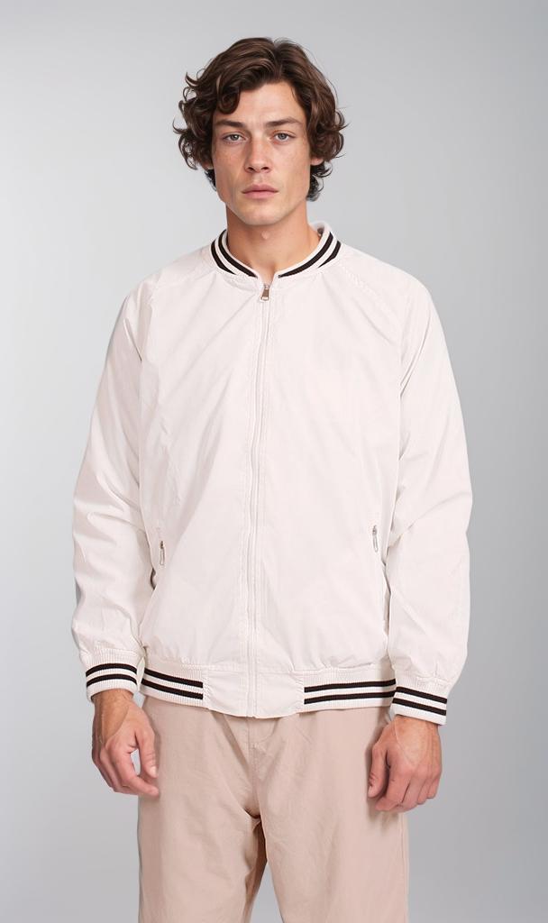 O202636 - Waterproof Varsity Jacket - White