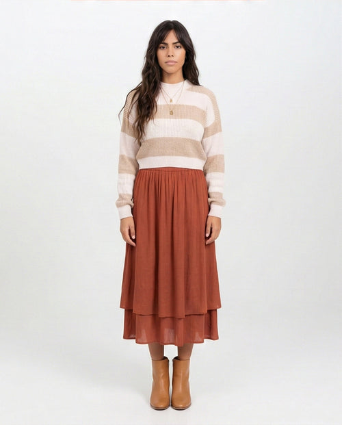 o202783-STRIPED CROP SWEATER - BEIGE & WHITE