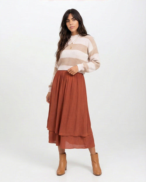 o202783-STRIPED CROP SWEATER - BEIGE & WHITE