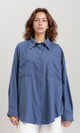 O202788 - Long Sleeves Shirt with Patched Pockets - Steel Blue