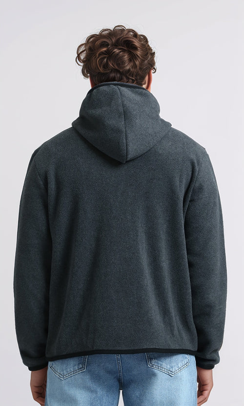 O202933 - Long Sleeves Regular Zipped Sweatshirt - Dark Grey