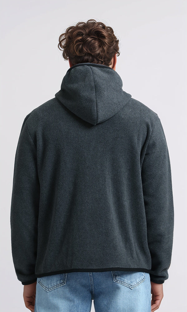 O202933 - Long Sleeves Regular Zipped Sweatshirt - Dark Grey