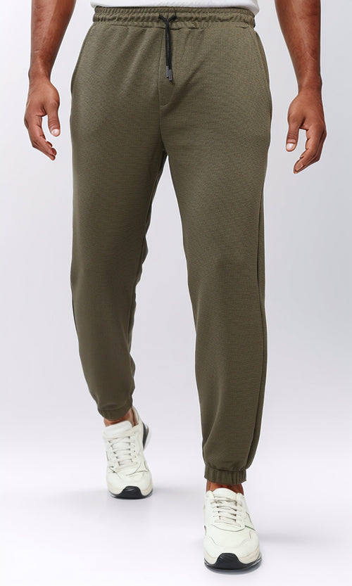 o202939 - Slip On Jogger Pants With Hem - Khaki