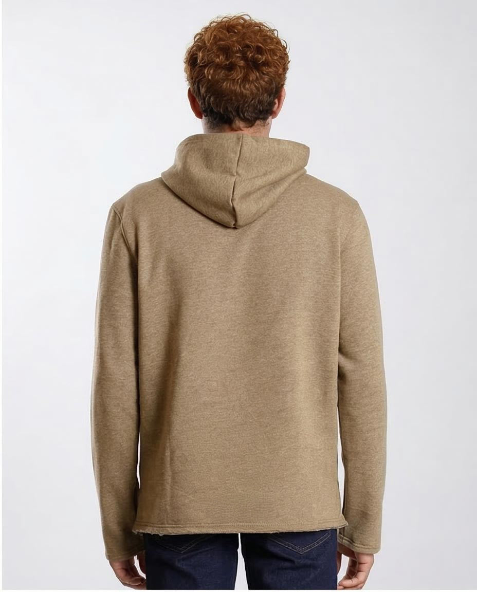 Earth Tone Textured Minimalist Hoodie - O202944