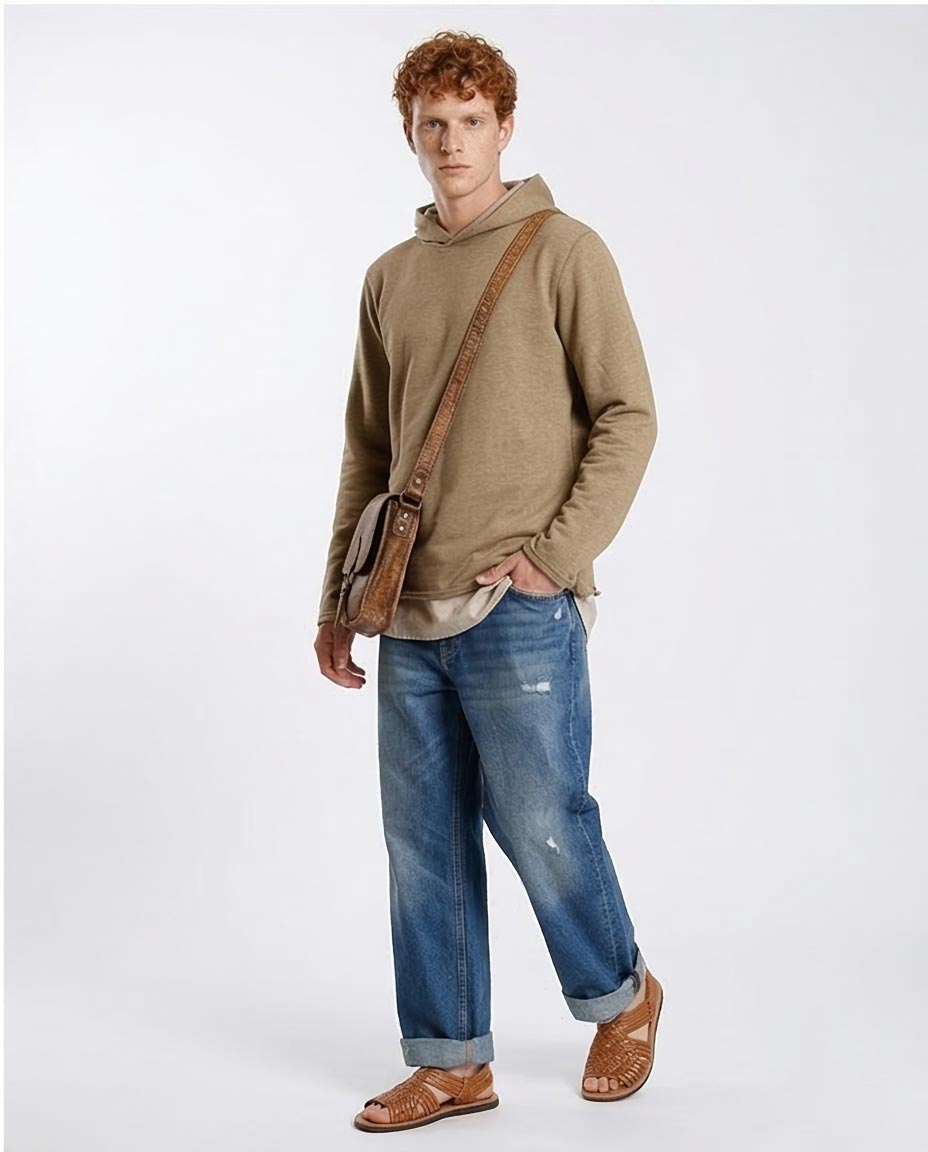 Earth Tone Textured Minimalist Hoodie - O202944