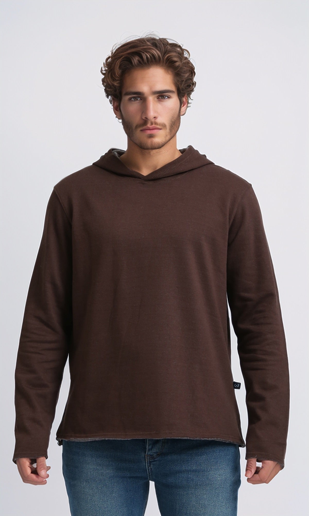 O202945 - Regular Casual Hoodie With Hooded Neck - Brown – RAVIN