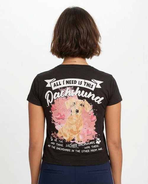 Ravin | Women’s "All I Need Is This Dachshund" Graphic Tee – Sport Luxe Edition - Black - O202960